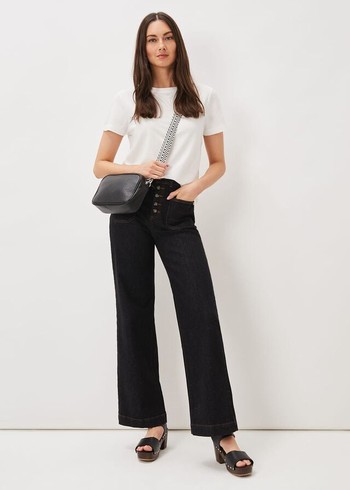 Phase Eight Magsie Wide Leg Jeans Black Australia | JF9154680